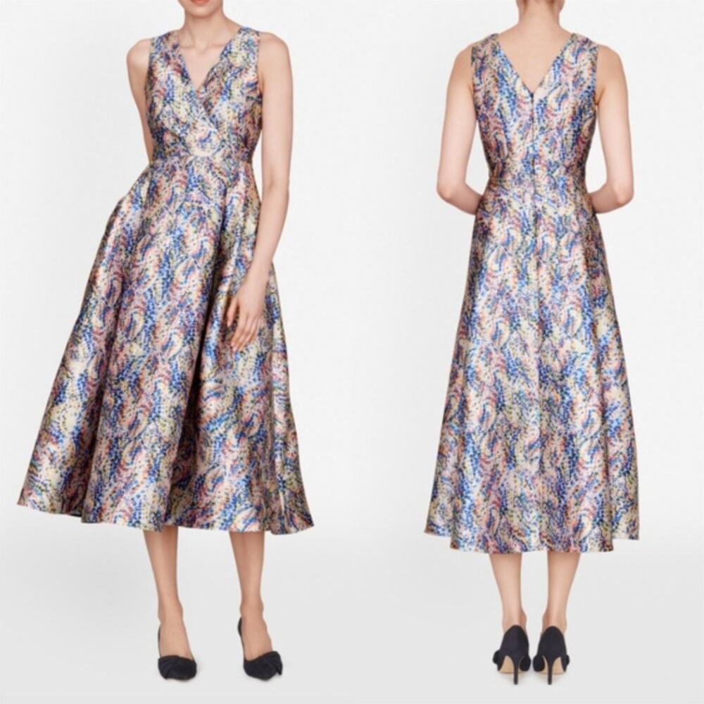 NEW LK Bennett Sulan Multicolor Gown Sleeveless Pockets Full Skirt Size 4